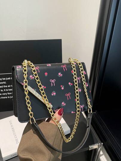 2026 Summer Fashion Versatile Underarm Small Square Bag, Cute Exquisite Cherry Pattern Flap Crossbody Bag For Women