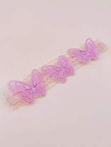 1件女孩蕾絲彈性刺繡蝴蝶可愛髮箍，適合日常使用 - 彩色 - 查看 9