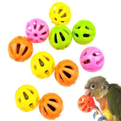10pcs Plastic Bird Toys Bells, Parrot Chew Toys For Boredom Relief, Bird Cage Decor Balls