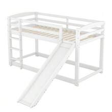 Bunk Bed For Children And Teenagers, Kids' Bed With Slide, Solid Wood Frame, Easy Assembly, 90 X 200 Cm, White - White - View 8