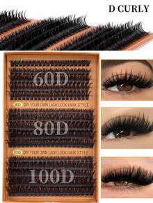 300pcs/15 Rows DIY Eyelash Extension 8-16mm Thick D-Curl Eyelash Extension Clusters, 60D 80D 100D Lash Clusters, Suitable For DIY Eyelash Extension At Home - D - View 6