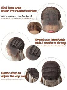 28英寸/70厘米 13*6蕾丝前假发 白色钢琴色合成假发 女士耐热自然发质 Cosplay 彩色合成假发 高温假发 女士假日日常时尚风格合成假发 编织假发 万圣节和圣诞节 - 間色 - 查看 10