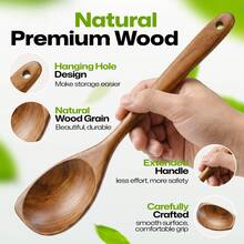 AIUHI 1pc Wooden Cooking Spoon, Household Wooden Spoon For Kitchen Cooking, Portable And Easy To Use, Kitchen Spoon, Kitchen Tools, Kitchen Supplies - Brown - View 4