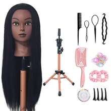 66.04cm Black Hair Model Head Mannequin With Stand And Styling Tools, Suitable For Hairstylists And Makeup Artists To Design And Practice Hairstyles - Black - View 1