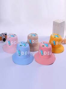 1pc Kids Dinosaur Embroidered Bucket Hat, Boys/Girls Happy Letter Print Sun Protection Cap - Dinosaur Fisherman's Hat - View 3