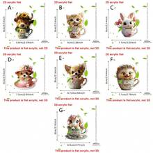 1pc Cartoon Animal Acrylic Pendant, Suitable For Car Rearview Mirror Decoration, Keychain, Backpack Accessory, Gift, 2D - Multicolor-gold Thread - View 10