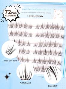 72pcs Glue-Free Sunflower False Eyelashes, Large Capacity! Slouchy Person Glue-Free Self-Adhesive Sunflower False Eyelashes, Single Cluster No Glue Required For Beginners, Easily Enlarge Eyes, Ready To Use - C - View 7