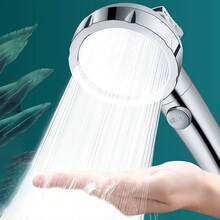 德国产增压手持花洒 | 一键式自动关闭开关 | 可拆卸莲花喷嘴 | 通用接口银色花洒 | 浴室节水增压沐浴必备 - 花灑 - 查看 2