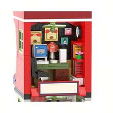 589 piezas Conjunto de bloques de construcción de máquina de juegos de arcade retro - Mini escena de esquina de la calle con silla y bicicleta, adecuado para adolescentes y adultos de 14+, ideal para colección y regalo - Rojo - Ver 4