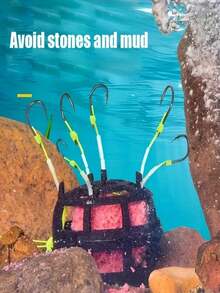 1pc Carbon Steel Anti-Slip Bait Cage, 100pcs Scented Fishing Pellets, Includes 6 Durable Carbon Steel Swivel Hooks, Adjustable Weight Bait Holder, Enhances Fishing Efficiency And Success Rate - Black - View 11