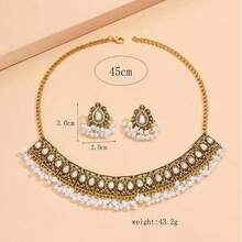 Bộ trang sức nữ gồm dây chuyền và bông tai, kiểu dáng cổ điển retro, thích hợp làm quà tặng dự tiệc hoặc buổi tối cho bạn bè. - Đồng - Xem 3