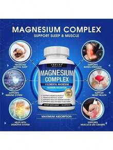 Selling Fast!Sinpuyle Toplux Magnesium Complex 1000mg – 8 Forms Of Elemental Magnesium (Glycinate, Citrate, Malate, Taurate & More) – Muscle, Bone, Sleep & Energy Support – Vegan, Non-GMO – 90 Capsules. Women's Health. - 1瓶 - 查看 8