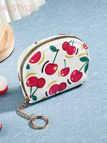 Fashion Quality Designer Wallet Card Holder Ladies Zipper Closure PU Lining Cherry Wallet - Multicolor - View 9