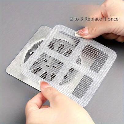 10片装排水管过滤贴纸，一次性粘性防堵塞防虫排水管盖，浴室毛发收集器，厨房水槽杂物过滤器，家用排水管除臭防堵塞贴纸，即撕即贴排水管盖