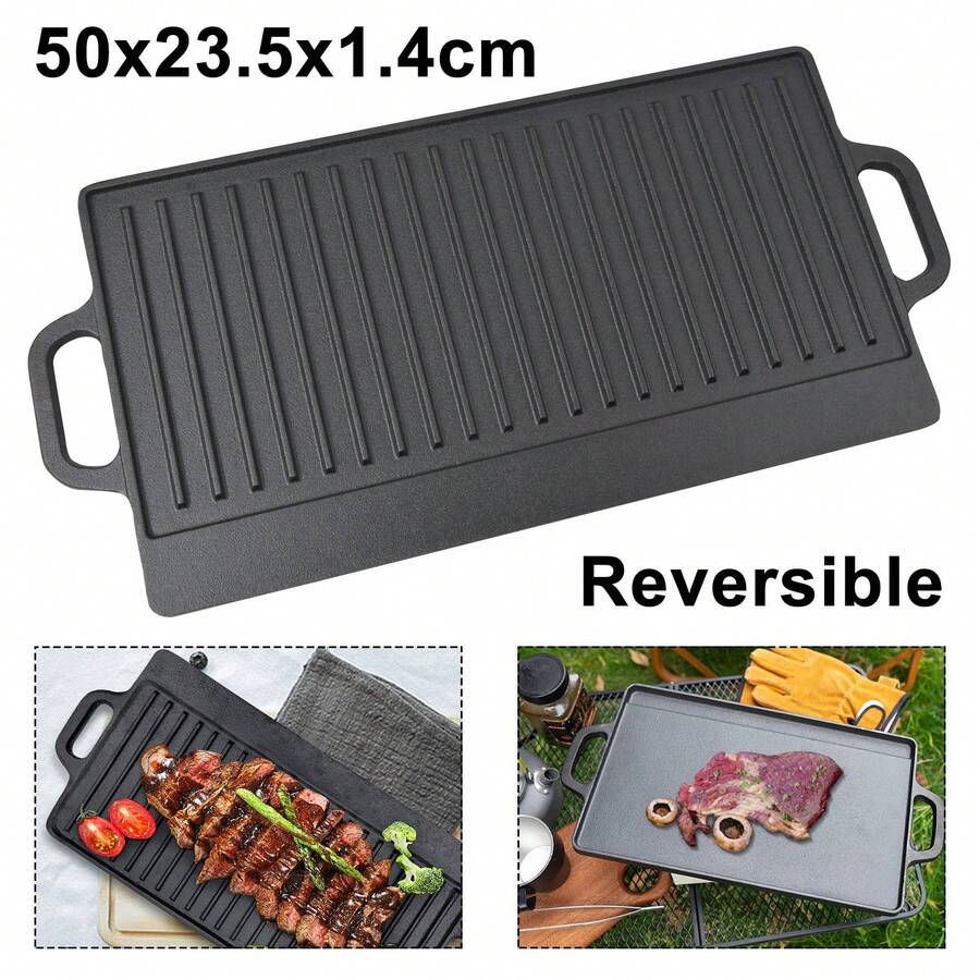 Non Stick Cast Iron Griddle Pan Skillet Cooking Plate - Black - View 1