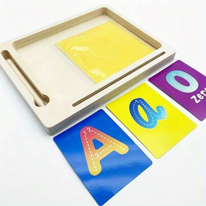 Wooden Tray Sandbox Toy, Letter Writing Practice Drawing Board, Numeral Card, Handwriting Training Toy