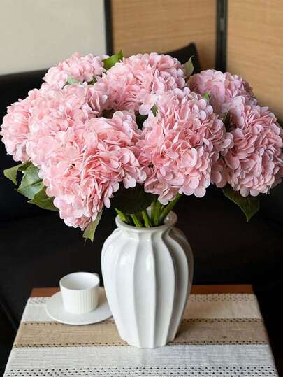 1/3pcs 15.75 Inch Pink Embroidered Artificial Flowers With Stems And Pom Poms, Suitable For Office, Party, Wedding, Fake Plants, Spring/Summer Decor, Mother's Day, Father's Day Gifts