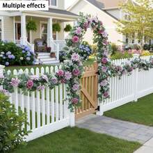 1/2pcs Purple Artificial Rose Vine 70.86 Inch Spring Hanging Floral Garland, Green Eucalyptus Plant Wreath With Butterflies, Suitable For Wedding Party Arch Backdrop, Garden Porch Wall Staircase Fireplace Dining Table Home Decor, Mother's Day Gift - Laser Butterfly Vine - Rose Purple - View 6