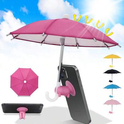 1 chiếc ô mini dễ thương có thể điều chỉnh, che nắng cho điện thoại với phạm vi mở rộng, thích hợp cho xe máy, phụ kiện trang trí điện thoại ngoài trời, vật dụng cần thiết cho người đi xe đạp.