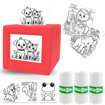 Impresora mini AI, impresora portátil térmica sin tinta con voz AI, se puede usar para imprimir imágenes, fotos, notas, listas, manualidades, regalos, para uso en el hogar/escuela/oficina/viajes, realiza tus ideas en cualquier momento y lugar