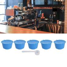 "5Pcs 50ml Coffee Capsule Reusable Coffee Filter Cup With Spoon For GUSTO Coffee Machine-Blue,Coffee Service Coffee Accessories " - View 3