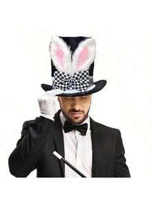 1PC Carnival Party Velvet Hat Plush Rabbit Ears High Hat Easter Cosplay Dress Up Carnival Festival Props Rabbit Ears Hat - A - View 3