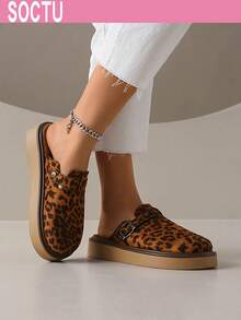 Women's Spring New Round Toe Thick Sole Comfortable Slip-On Casual Versatile Mules - Mocha Brown - View 6