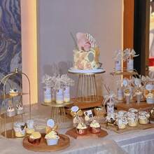 Cake Stand Set, Cupcake Stand, Snack Tray, Metal Cake Stand Suitable For Party, Party Supplies, Plates, Dessert Table Display Set, Tea Coffee Sugar Jar, Wedding Birthday Dessert Cake Stand - Multicolor - View 8