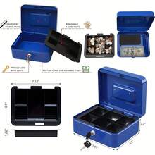 1个带钥匙和密码锁的存钱罐,可拆卸抽屉设计,适合作为返校、万圣节、圣诞节和新年礼物 - 彩色 - 查看 16