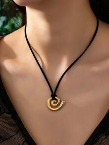1 pieza Collar colgante con diseño de remolino minimalista y elegante, de uso versátil y lujoso para uso diario de mujeres - Dorado - Ver 6