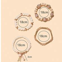 4pcs Bohemian Style Glass Crystal Tassel Bracelet Set, Daily Wear For Women - White - View 2