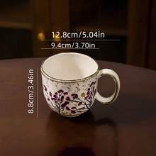 French Retro Grape Vine Embossed Ceramic Cup And Saucer Set, Shallow Embossed Craftsmanship, Unique Pattern Design, Coffee Cup And Saucer, Afternoon Tea Cup And Saucer, Beverage Cup, Latte Cup, Snack Plate, Suitable For Daily Use, Home, Restaurant, Cafe, Suitable As A Gift - Multicolor - View 12