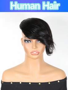 Women's Real Human Hair Slightly Curled Straight Hair Topper,Side Forehead Part Hairline Cover Toppers Hairpiece Extensions 8 Inch - Natural Black - View 4