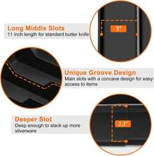 Spaclear Kitchen Silverware Organizer For Drawer - Expandable Silverware Drawer Organizer Adjustable Utensil Drawer Holder, Flatware Cutlery Tray For Spoons Forks Kitchen Organizers Storage,Black, S - ColorA - 查看 4