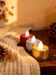 1 pièce Bougie électronique LED, or, argent, poudre rose, petite bougie de thé, décoration romantique pour proposition, éclairage cadeau de surprise pour anniversaire - lampe à bougie - Voir 4