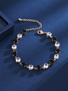 1 件简约时尚黑白撞色条纹手链，百搭街头风、派对、礼物 - F51762 - 查看 7