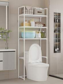 1pc Toilet Shelf, 2/3 Tier High Capacity Bathroom Storage Rack (White/Black) - Durable Space-Saving Shelf, Easy To Install Floor-Standing Rack, Can Hold Toiletries, Towels And Bathroom Essentials - Multicolor - View 10