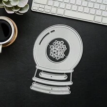 创意节日快乐水晶球模具，DIY剪贴簿相册和压花模板，贺卡制作工具，卡片纸切割工艺品，礼品卡制作模板模切。 - 銀色 - 查看 8