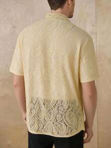 Áo sơ mi nam tay ngắn cổ lửng, họa tiết Paisley, kiểu dáng thường ngày. - Màu be - Xem 4