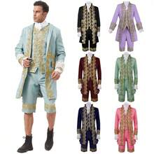 Prince Costume Set For Halloween, Vintage Medieval Costume, Cosplay Outfit - Màu xanh lam - Xem 2