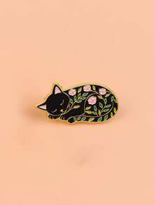1pc Black Cat Enamel Pin - Cartoon Badge - Gift - Briefcase Pin - Backpack Badge - Clothing Pin - Cute Accessory - Pin - Multicolor - View 4