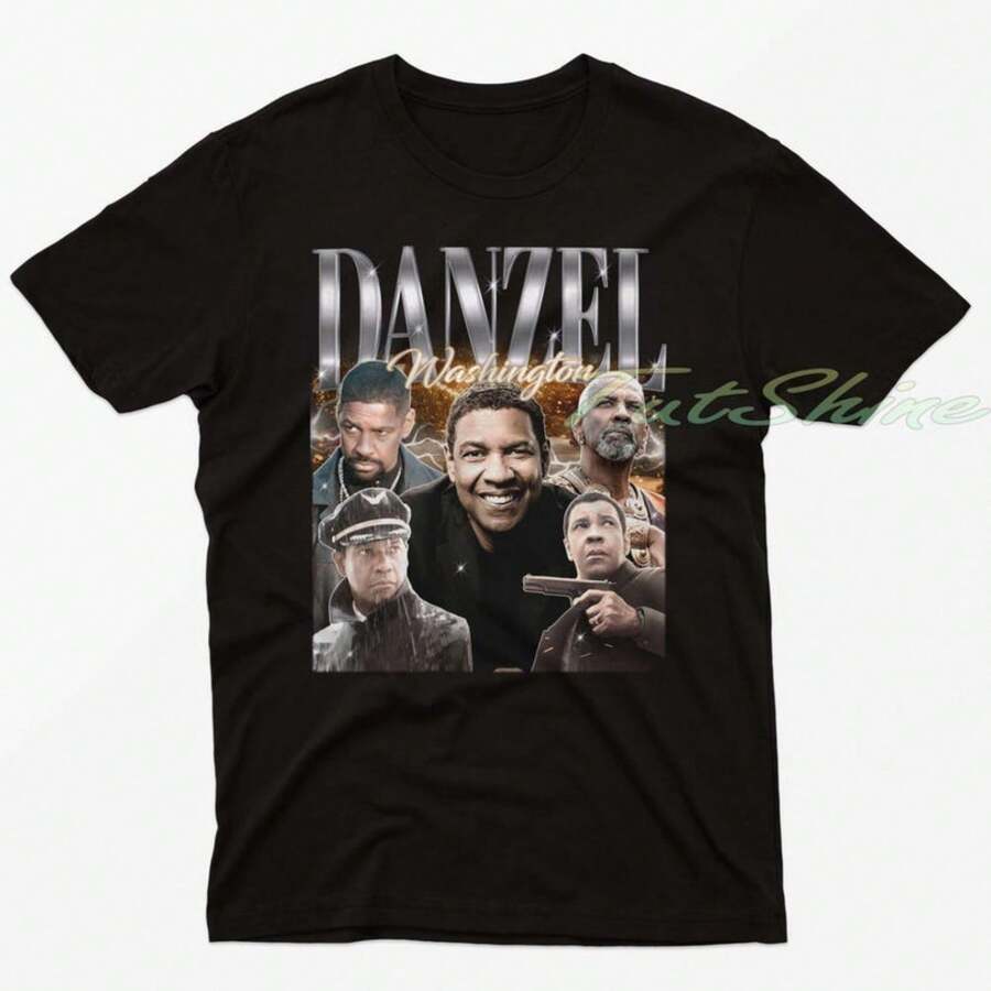 Vintage DENZEL WASHINGTON C1Family, Fan C1Family In Honor Of Denzel Washington, Retro Denzel Washington C1Family, Flight Glory, Denzel Washington Equalizer - 黑色 - 查看 1