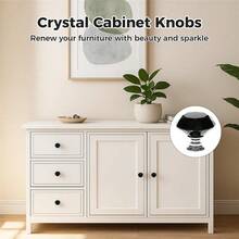 12个水晶玻璃橱柜/抽屉/衣柜把手，1.18英寸小型锌合金旋钮把手，家具五金配件 - 黑色 - 查看 6