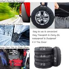 2 Pieces Of Black Tire Covers, Dust-Proof And Water-Resistant Tire Storage Bag. The 31-Inch Design Is A Universal Car Spare Tire Cover. Made Of Polyester Material, These Portable Bags Can Protect Your Wheels. - 2PC - View 4