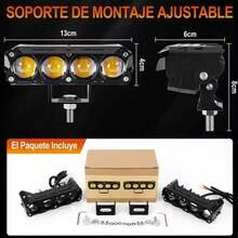 2 piezas faro de auxiliar 5 modos LED de iluminación de lupa Con luz estroboscópica con luz azul,diseño de cuatro luces, LED de motocicleta de automóvil - A - View 7