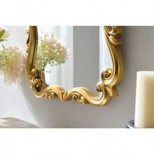 Brushed Gold Bahtroom Mirror Rectangle Luxury Vintage Wall Mirror Scalloped Arched Full Length -15.7X23.8inch Baroque French Ornate Mirror For Bedroom Entryway Fireplace Dresser Gold Foil - Vàng sáng bóng - Xem 3