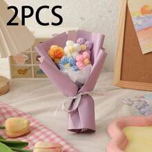 1/2 piezas Ramo de flores de acrílico y lana hechas a mano, regalo decorativo creativo para el Día de la Madre y el Día de la Mujer, textura suave, adecuado como centro de mesa para comedor - Múltiples estilos - Ver 12