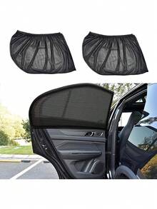 2件装汽车座椅靠背防蚊遮阳网帘，黑色网状遮阳帘，不阻挡视线或影响车窗操作，保护宝宝免受阳光和高温照射，汽车车窗遮阳帘，防紫外线，透气 - 黑色 - 查看 10