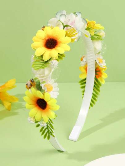 1 Stück Blumen-Bienen-Haarband für Mädchen, Gänseblümchen Blumen Haarband, Waldstil Haarband, Landstil Haarschmuck für Mädchen und Teenager für den Alltag