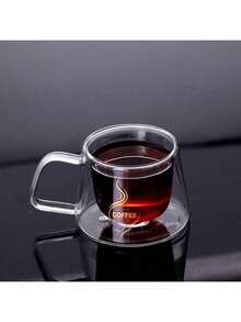 1-2-4-6pcs 80ml & 200ml Double-Layer Handled Glass Coffee Cups, Gold Label Insulated Reusable Glass Mugs For Tea, Espresso, Milk, Cappuccino, Unique Birthday & Holiday Gifts - Multicolor - View 9